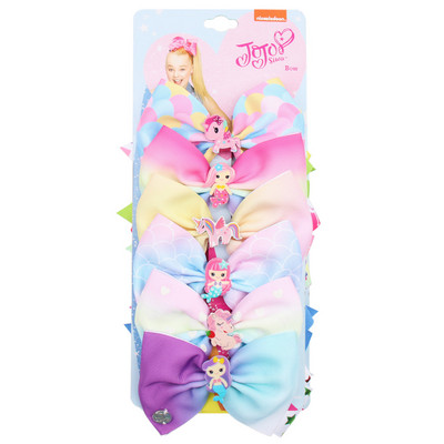 ncmama 6Pcs/set 5" JOJO mašne Mašne za kosu za djevojčice Štipaljke za kosu Ukosnice za kosu za djecu Modni dodaci za kosu za zabavu