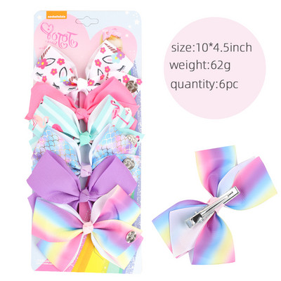 ncmama 6Pcs/set 5" JOJO mašne Mašne za kosu za djevojčice Štipaljke za kosu Ukosnice za kosu za djecu Modni dodaci za kosu za zabavu