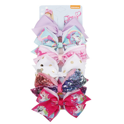 ncmama 6Pcs/set 5" JOJO mašne Mašne za kosu za djevojčice Štipaljke za kosu Ukosnice za kosu za djecu Modni dodaci za kosu za zabavu