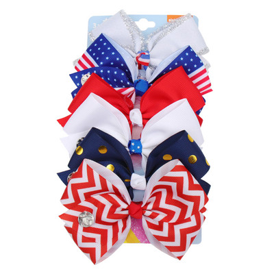 ncmama 6Pcs/set 5" JOJO mašne Mašne za kosu za djevojčice Štipaljke za kosu Ukosnice za kosu za djecu Modni dodaci za kosu za zabavu