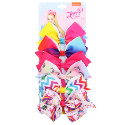 ncmama 6Pcs/set 5" JOJO mašne Mašne za kosu za djevojčice Štipaljke za kosu Ukosnice za kosu za djecu Modni dodaci za kosu za zabavu