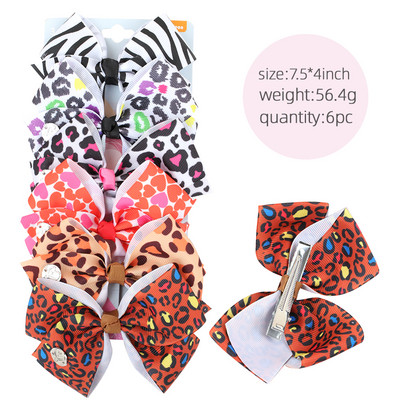 ncmama 6Pcs/set 5" JOJO mašne Mašne za kosu za djevojčice Štipaljke za kosu Ukosnice za kosu za djecu Modni dodaci za kosu za zabavu