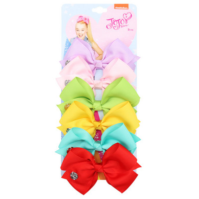 ncmama 6Pcs/set 5" JOJO mašne Mašne za kosu za djevojčice Štipaljke za kosu Ukosnice za kosu za djecu Modni dodaci za kosu za zabavu