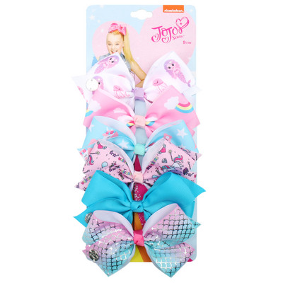 ncmama 6Pcs/set 5" JOJO mašne Mašne za kosu za djevojčice Štipaljke za kosu Ukosnice za kosu za djecu Modni dodaci za kosu za zabavu