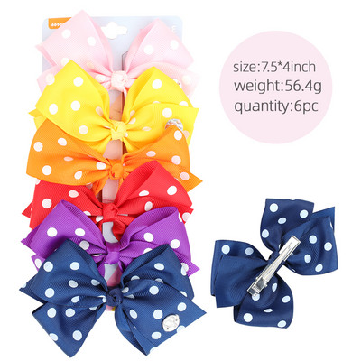 ncmama 6Pcs/set 5" JOJO mašne Mašne za kosu za djevojčice Štipaljke za kosu Ukosnice za kosu za djecu Modni dodaci za kosu za zabavu