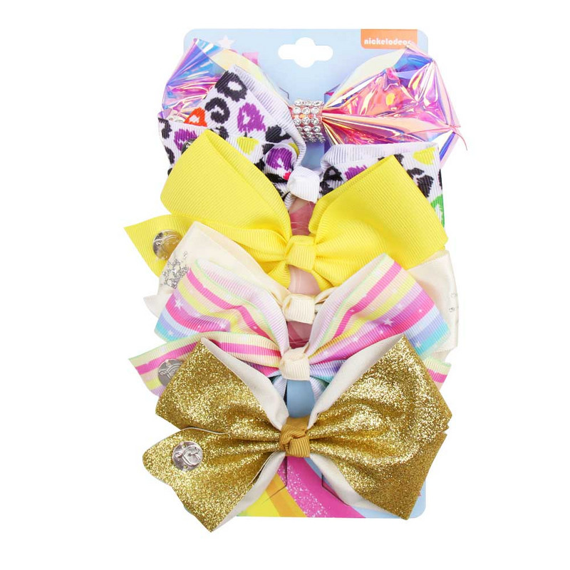 ncmama 6Pcs/set 5" JOJO mašne Mašne za kosu za djevojčice Štipaljke za kosu Ukosnice za kosu za djecu Modni dodaci za kosu za zabavu