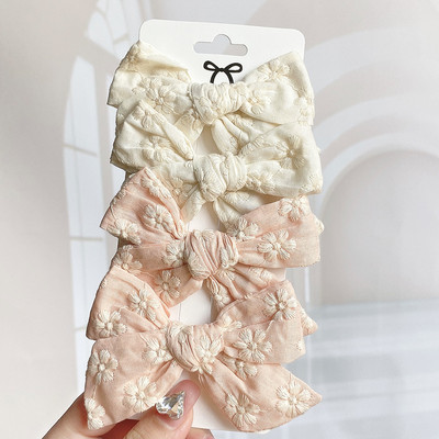 4 bucăți/set agrafe de păr cu papion cu imprimeu dulce pentru fetițe drăguțe, fundite din bumbac, agrafă pentru ac de păr, accesorii pentru păr pentru copii, cadou