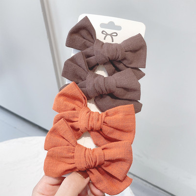 4 bucăți/set agrafe de păr cu papion cu imprimeu dulce pentru fetițe drăguțe, fundite din bumbac, agrafă pentru ac de păr, accesorii pentru păr pentru copii, cadou