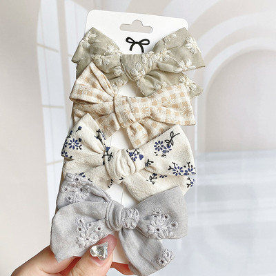 4 bucăți/set agrafe de păr cu papion cu imprimeu dulce pentru fetițe drăguțe, fundite din bumbac, agrafă pentru ac de păr, accesorii pentru păr pentru copii, cadou
