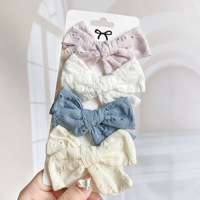 4 bucăți/set agrafe de păr cu papion cu imprimeu dulce pentru fetițe drăguțe, fundite din bumbac, agrafă pentru ac de păr, accesorii pentru păr pentru copii, cadou