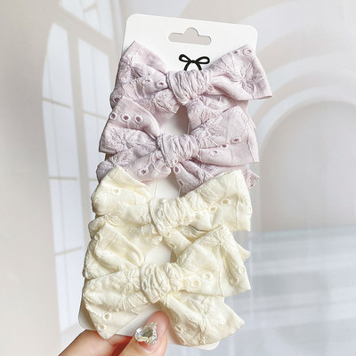 4 bucăți/set agrafe de păr cu papion cu imprimeu dulce pentru fetițe drăguțe, fundite din bumbac, agrafă pentru ac de păr, accesorii pentru păr pentru copii, cadou