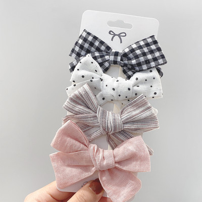 4 bucăți/set agrafe de păr cu papion cu imprimeu dulce pentru fetițe drăguțe, fundite din bumbac, agrafă pentru ac de păr, accesorii pentru păr pentru copii, cadou