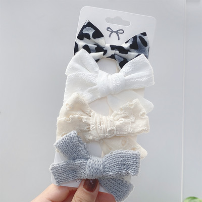4 bucăți/set agrafe de păr cu papion cu imprimeu dulce pentru fetițe drăguțe, fundite din bumbac, agrafă pentru ac de păr, accesorii pentru păr pentru copii, cadou