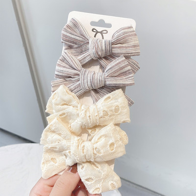 4 bucăți/set agrafe de păr cu papion cu imprimeu dulce pentru fetițe drăguțe, fundite din bumbac, agrafă pentru ac de păr, accesorii pentru păr pentru copii, cadou