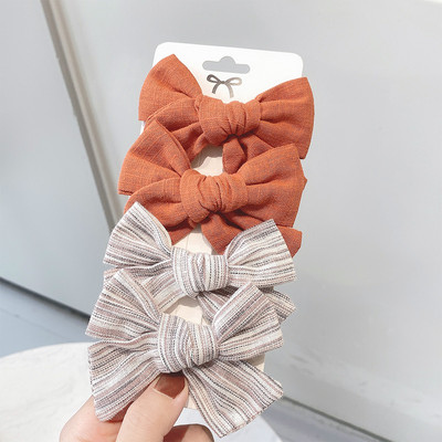 4 bucăți/set agrafe de păr cu papion cu imprimeu dulce pentru fetițe drăguțe, fundite din bumbac, agrafă pentru ac de păr, accesorii pentru păr pentru copii, cadou