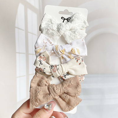 4 bucăți/set agrafe de păr cu papion cu imprimeu dulce pentru fetițe drăguțe, fundite din bumbac, agrafă pentru ac de păr, accesorii pentru păr pentru copii, cadou