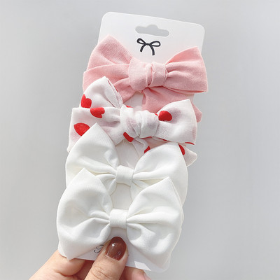 4 bucăți/set agrafe de păr cu papion cu imprimeu dulce pentru fetițe drăguțe, fundite din bumbac, agrafă pentru ac de păr, accesorii pentru păr pentru copii, cadou