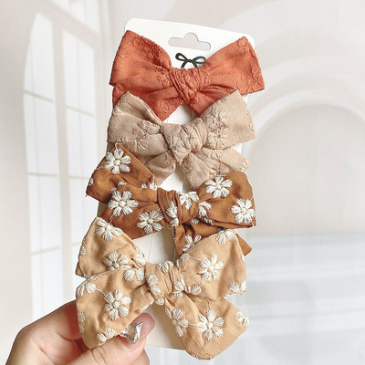 4 bucăți/set agrafe de păr cu papion cu imprimeu dulce pentru fetițe drăguțe, fundite din bumbac, agrafă pentru ac de păr, accesorii pentru păr pentru copii, cadou
