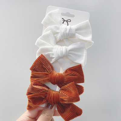 4 bucăți/set agrafe de păr cu papion cu imprimeu dulce pentru fetițe drăguțe, fundite din bumbac, agrafă pentru ac de păr, accesorii pentru păr pentru copii, cadou