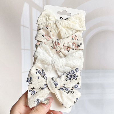 4 bucăți/set agrafe de păr cu papion cu imprimeu dulce pentru fetițe drăguțe, fundite din bumbac, agrafă pentru ac de păr, accesorii pentru păr pentru copii, cadou