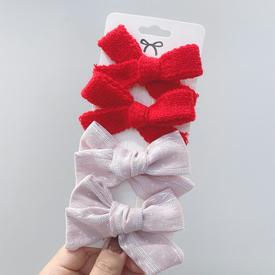 4 bucăți/set agrafe de păr cu papion cu imprimeu dulce pentru fetițe drăguțe, fundite din bumbac, agrafă pentru ac de păr, accesorii pentru păr pentru copii, cadou