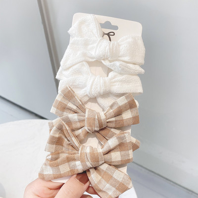 4 bucăți/set agrafe de păr cu papion cu imprimeu dulce pentru fetițe drăguțe, fundite din bumbac, agrafă pentru ac de păr, accesorii pentru păr pentru copii, cadou