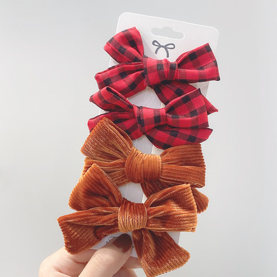 4 bucăți/set agrafe de păr cu papion cu imprimeu dulce pentru fetițe drăguțe, fundite din bumbac, agrafă pentru ac de păr, accesorii pentru păr pentru copii, cadou