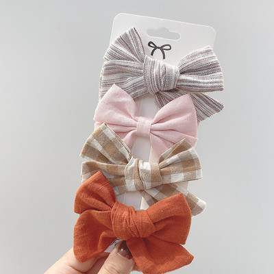 4 bucăți/set agrafe de păr cu papion cu imprimeu dulce pentru fetițe drăguțe, fundite din bumbac, agrafă pentru ac de păr, accesorii pentru păr pentru copii, cadou