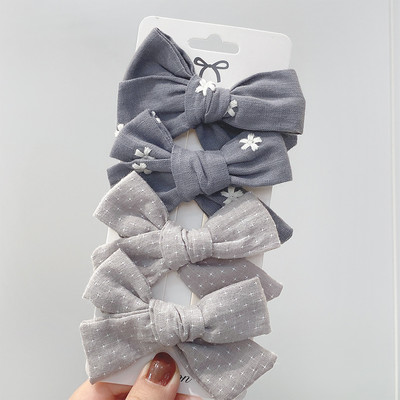 4 bucăți/set agrafe de păr cu papion cu imprimeu dulce pentru fetițe drăguțe, fundite din bumbac, agrafă pentru ac de păr, accesorii pentru păr pentru copii, cadou