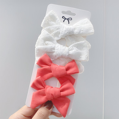 4 bucăți/set agrafe de păr cu papion cu imprimeu dulce pentru fetițe drăguțe, fundite din bumbac, agrafă pentru ac de păr, accesorii pentru păr pentru copii, cadou