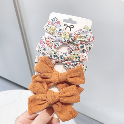 4 bucăți/set agrafe de păr cu papion cu imprimeu dulce pentru fetițe drăguțe, fundite din bumbac, agrafă pentru ac de păr, accesorii pentru păr pentru copii, cadou