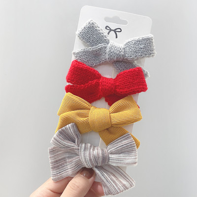 4 bucăți/set agrafe de păr cu papion cu imprimeu dulce pentru fetițe drăguțe, fundite din bumbac, agrafă pentru ac de păr, accesorii pentru păr pentru copii, cadou