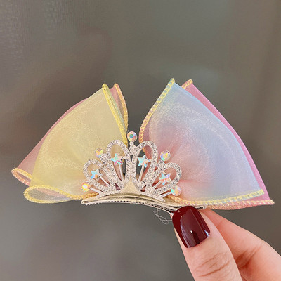 Pastelne dugine mašne za kosu Gradijent boje Princess Crown Ukosnice za kosu Stojeća mašna Ukosnica Dječja ukosnica Korejski dodaci za kosu