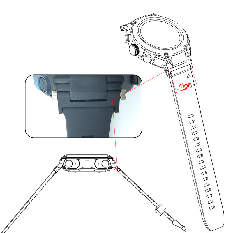 1 par za T92 pametni sat, adapter za remen za sat, 22 mm konektor za remen za sat, adapter za povezivanje pametne narukvice, dodaci