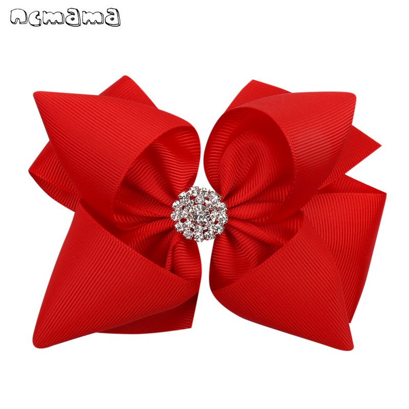 ncmama плътна панделка, подредени с ленти за коса за момичета с ръчно изработени щипки за коса с лък от кристали Аксесоари за коса за момичета в стил принцеса