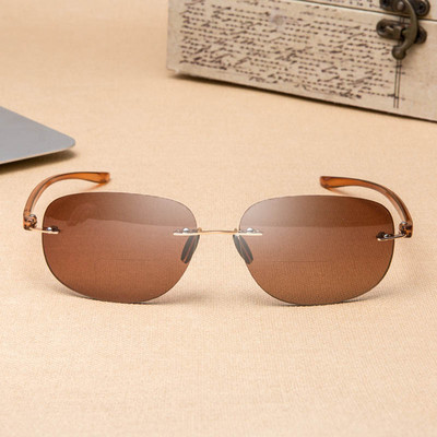 Zilead Ochelari de lectură de soare Moda Femei Bărbați Fără montură Dublă lumină Aproape de departe Ochelari de vedere prezbiopie Lentile întunecate Ochelari de lectură