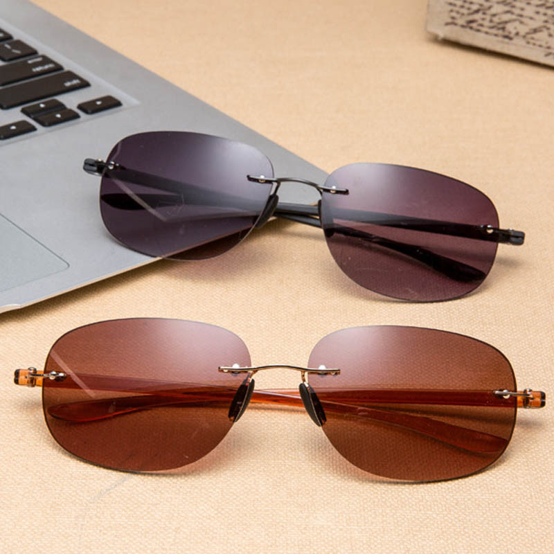 Zilead Ochelari de lectură de soare Moda Femei Bărbați Fără montură Dublă lumină Aproape de departe Ochelari de vedere prezbiopie Lentile întunecate Ochelari de lectură