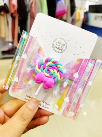 4 ιντσών Thumbelina Lollipop Bows Hairgrip Glitter Φιόγκοι για τα μαλλιά με Clip Dance Party Bow Hair Clip Κοριτσίστικες φουρκέτες Αξεσουάρ μαλλιών