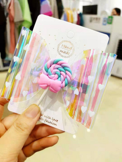 4 colių Thumbelina Lollipop Bows Hair Grip Blizgantys plaukų lankeliai su Clip Dance Party Bow Plaukų segtukai Merginoms Plaukų segtukai Plaukų aksesuarai
