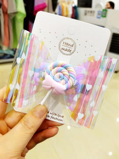 4 colių Thumbelina Lollipop Bows Hair Grip Blizgantys plaukų lankeliai su Clip Dance Party Bow Plaukų segtukai Merginoms Plaukų segtukai Plaukų aksesuarai