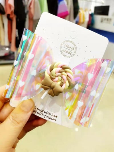 4 colių Thumbelina Lollipop Bows Hair Grip Blizgantys plaukų lankeliai su Clip Dance Party Bow Plaukų segtukai Merginoms Plaukų segtukai Plaukų aksesuarai