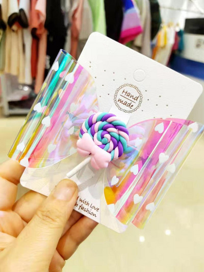 4 colių Thumbelina Lollipop Bows Hair Grip Blizgantys plaukų lankeliai su Clip Dance Party Bow Plaukų segtukai Merginoms Plaukų segtukai Plaukų aksesuarai