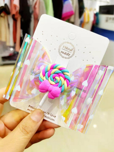 4 colių Thumbelina Lollipop Bows Hair Grip Blizgantys plaukų lankeliai su Clip Dance Party Bow Plaukų segtukai Merginoms Plaukų segtukai Plaukų aksesuarai
