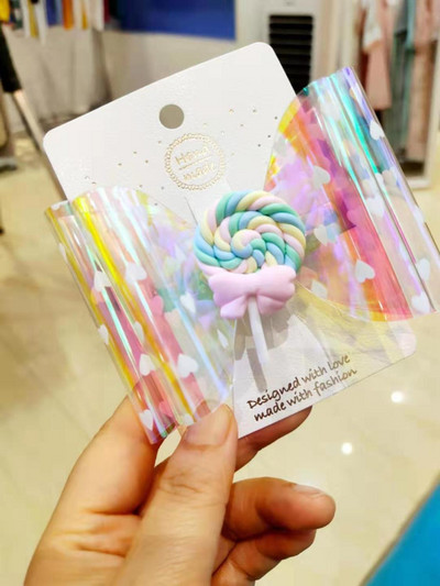 4 colių Thumbelina Lollipop Bows Hair Grip Blizgantys plaukų lankeliai su Clip Dance Party Bow Plaukų segtukai Merginoms Plaukų segtukai Plaukų aksesuarai