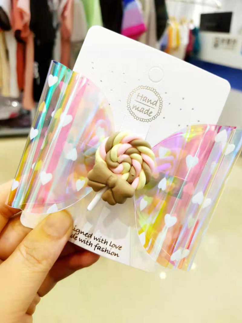 4 colių Thumbelina Lollipop Bows Hair Grip Blizgantys plaukų lankeliai su Clip Dance Party Bow Plaukų segtukai Merginoms Plaukų segtukai Plaukų aksesuarai