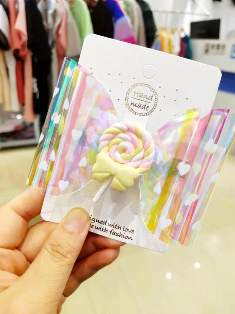 4 colių Thumbelina Lollipop Bows Hair Grip Blizgantys plaukų lankeliai su Clip Dance Party Bow Plaukų segtukai Merginoms Plaukų segtukai Plaukų aksesuarai