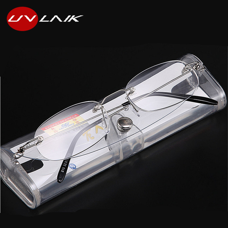 UVLAIK Ochelari de lectură fără ramă Ochelari transparenți pentru bărbați Ochelari pentru prezbiopici fără ramă bărbați femei cu carcasă 1,5 2,0 2,5 3,0