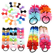 10 бр./Партида Детски аксесоари за коса Еластични ленти за коса с панделка Цветни щипки за коса Модни ленти за глава Държач за опашка за момичета