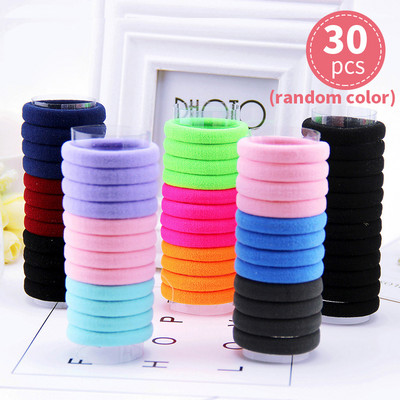 10 бр./Партида Детски аксесоари за коса Еластични ленти за коса с панделка Цветни щипки за коса Модни ленти за глава Държач за опашка за момичета