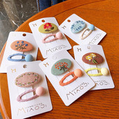 2 бр. нови корейски детски фиби за коса семпла мода цветна бродерия цвете BB клип за сладко момиче принцеса аксесоари за коса